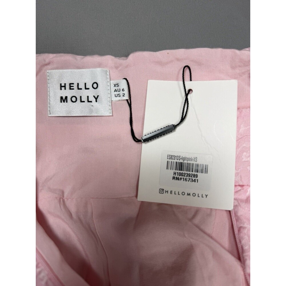 Hello Molly Pink Floral Textured Mini Dress XS Rose Jacquard Strappy - Picture 3 of 7